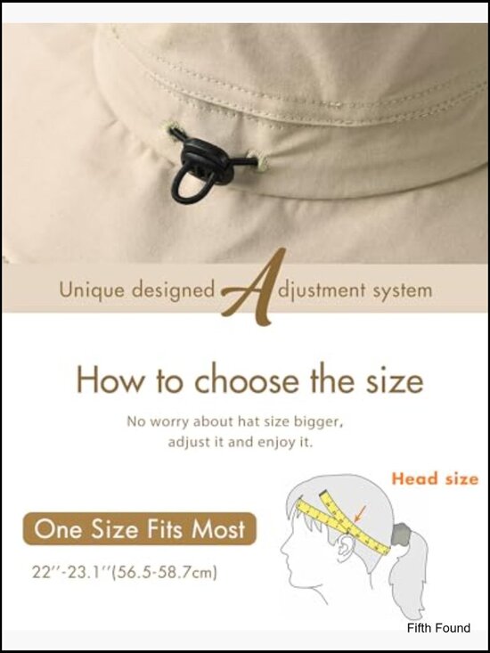 Wide Brim Sun Hat with Ponytail Hole, Foldable, Cotton, Adjustable main image 7